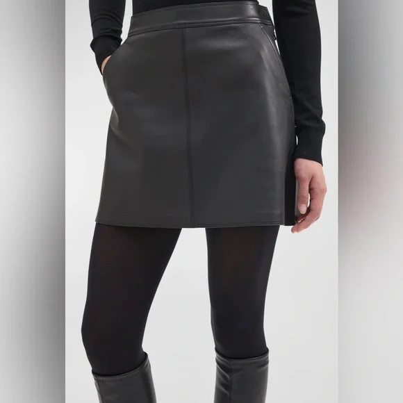 NWT Theory Leather Mini A-Line Skirt